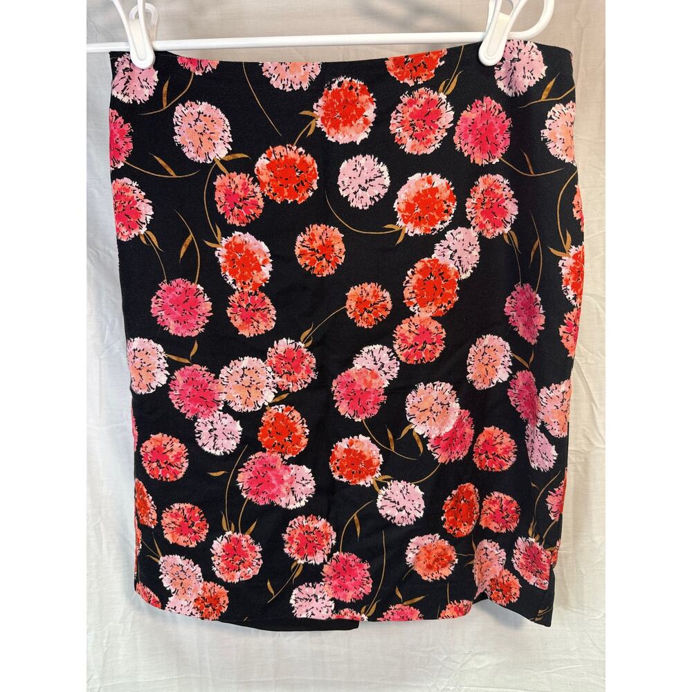 Talbots Pink and Black Knee Length Pencil Floral Skirt‎ 10P